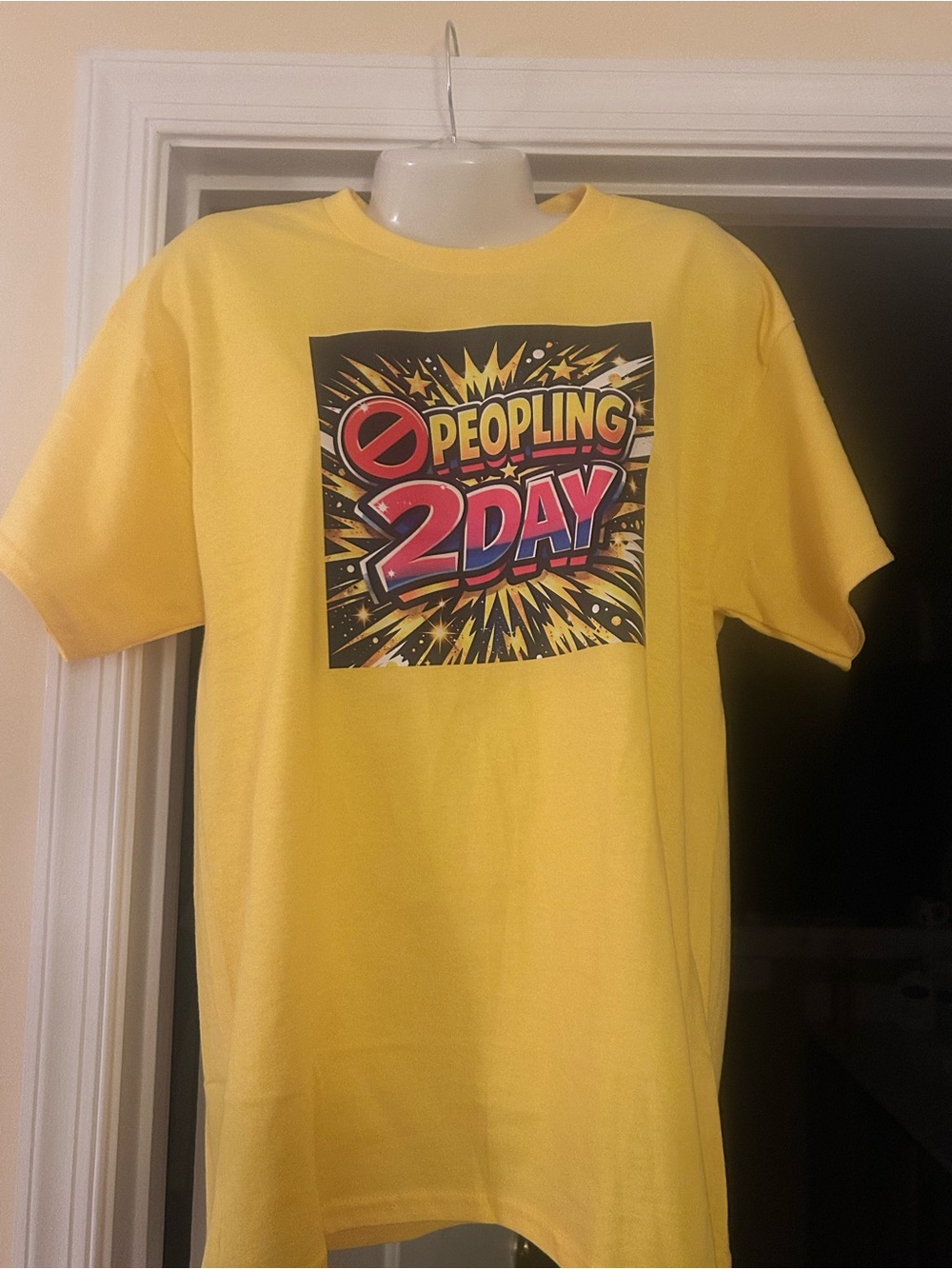 Yellow Graphic Short Sleeve Tee - '🚫Peopling 2Day'